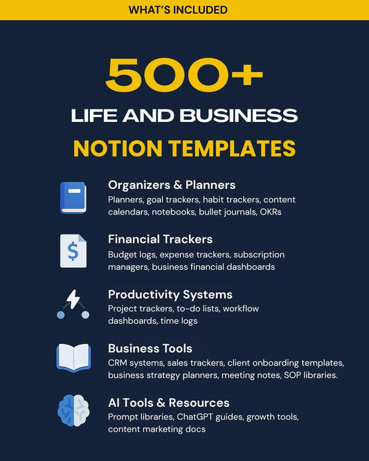 500+ Complete Life & Business Operating System in Notion – Ready to Use Notion Templates
