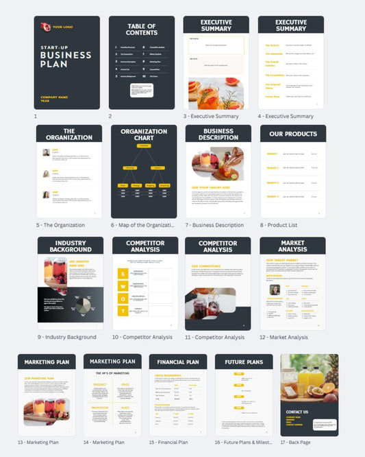 Startup business plan template preview
