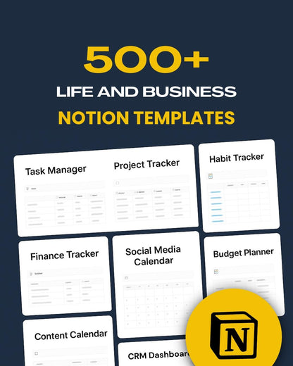 500+ Complete Life & Business Operating System in Notion – Ready to Use Notion Templates